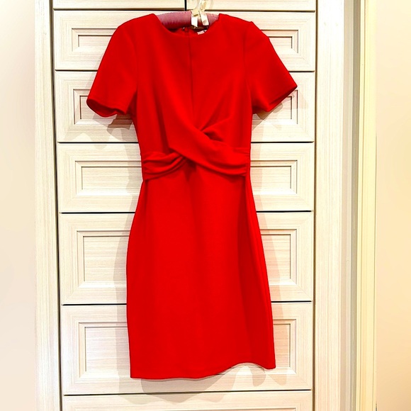 Red Twist Dress—UK 10 (Fits USA XS) - Picture 3 of 9
